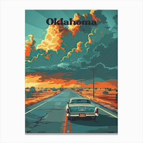 Oklahoma Road Trip Digital Travel Illustration Canvas Print