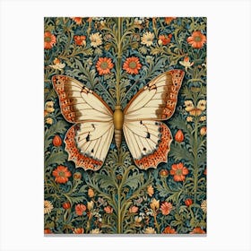 William Morris Butterfly On A Flower Canvas Print