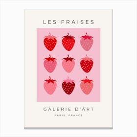 Les Fraises | 01 - Pink And Red Strawberries Fruit Canvas Print