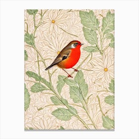 European Robin 2 William Morris Style Bird Canvas Print