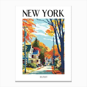 Belmont New York Colourful Silkscreen Illustration 2 Poster Canvas Print