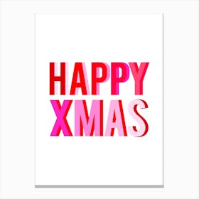 Happy Xmas Red and Pink Portrait Canvas Print