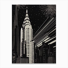 Chrysler Building New York City, United States Linocut Illustration Style 1 Canvas Print