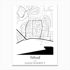 Yehud,Israel Minimalist Map Canvas Print