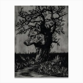 Wolf In The Tree Canvas Print