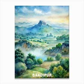 Bandipur National Park Watercolor Painting Canvas Print