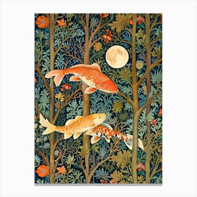 William Morris Koi Fish In The Forest Canvas Print