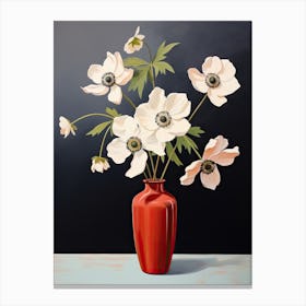 Bouquet Of Japanese Anemone Flowers, Autumn Fall Florals Painting 0 Canvas Print