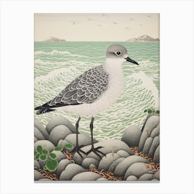Ohara Koson Inspired Bird Painting Grey Plover 1 Canvas Print