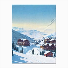 Åre, Sweden Vintage 3 Skiing Poster Canvas Print