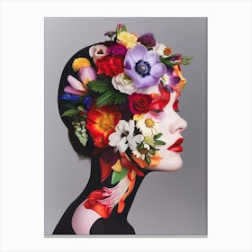 "Floral Face Art Beauty Portrait" Canvas Print