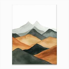 Watercolour Hills Brown Beige Canvas Print