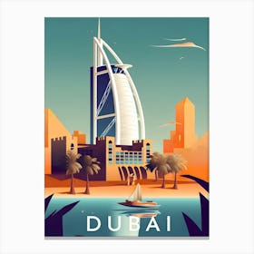 Dubai Retro Travel Canvas Print