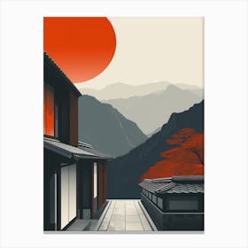 Japandi Cubist Fusion: Japanese Landscape 1 Canvas Print