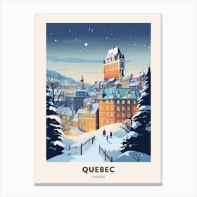 Winter Night  Travel Poster Quebec City Canada 2 Canvas Print