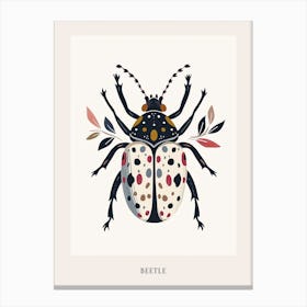 Colourful Insect Illustration Beetle 22 Poster Canvas Print