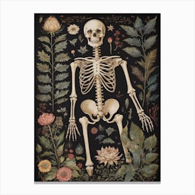 Botanical Skeleton Vintage Flowers Painting (62) Canvas Print