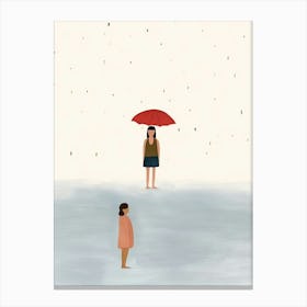 At The Beach Tiny People Illustration 2 Canvas Print