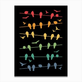Birds on lines - Retro Canvas Print