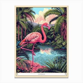 Greater Flamingo Tanzania Tropical Illustration 1 Poster Canvas Print