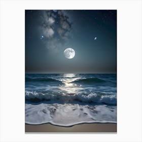 Full Moon Over The Ocean-Reimagined 3 Canvas Print