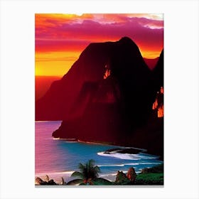 The Na Pali Coast Retro Sunset Canvas Print