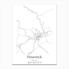 Possneck,Germany Minimalist Map Canvas Print