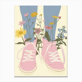 Pink Sneakers And Flowers 2 Canvas Print