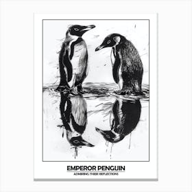 Penguin Admiring Their Reflections Poster 2 Canvas Print