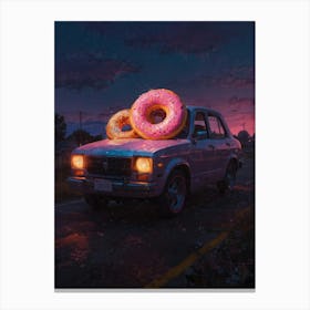 Donuts On A Car Canvas Print