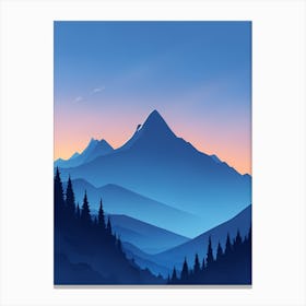 Misty Mountains Vertical Composition In Blue Tone 199 Canvas Print