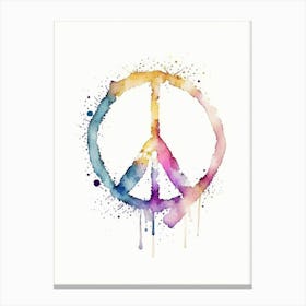 Peace And Love Symbol Minimal Watercolour Canvas Print