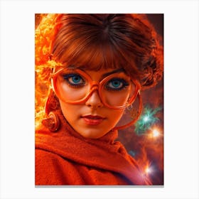 Girl With Glasses And Fire Canvas Print