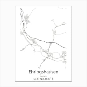 Ehringshausen,Germany Minimalist Map Canvas Print