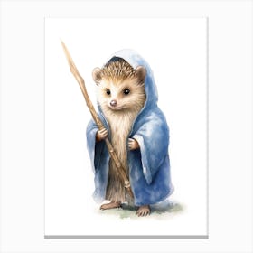 Baby Hedgehog As A Jedi Watercolour 1 Canvas Print