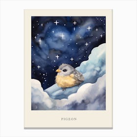 Baby Pigeon 1 Sleeping In The Clouds Nursery Poster Canvas Print