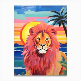 Vivid Bright Lion In The Sunset 4 Canvas Print
