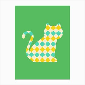 Geometric Cat - Checkered Canvas Print