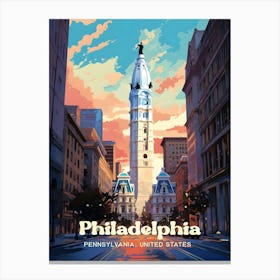 Philadelphia Pennsylvania United States Sunset Travel Art Canvas Print