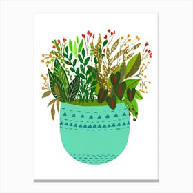Blue Potted Plants Canvas Print