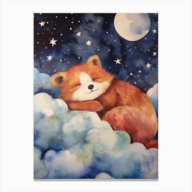 Baby Red Panda 3 Sleeping In The Clouds Canvas Print