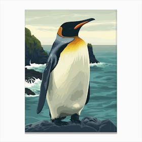 King Penguin Sea Lion Island Minimalist Illustration 2 Canvas Print
