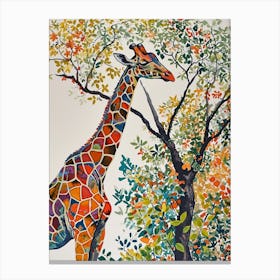 Giraffe Gazing Into The Trees Watercolour Style 4 Canvas Print