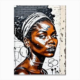 Vintage Graffiti Mural Of Beautiful Black Woman 148 Canvas Print