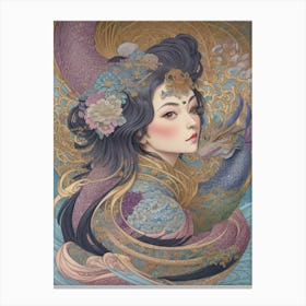 Chinese Woman With Dragon Canvas Print
