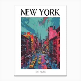 East Village New York Colourful Silkscreen Illustration 3 Poster Canvas Print