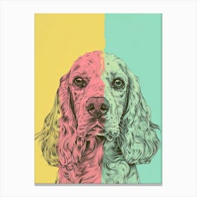 English Cocker Spaniel Dog Pastel Line Illustration 4 Canvas Print