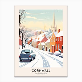 Vintage Winter Travel Poster Cornwall United Kingdom 4 Canvas Print