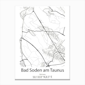 Bad Soden Am Taunus,Germany Minimalist Map Canvas Print