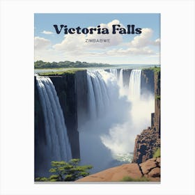 Victoria Falls Zimbabwe Waterfall Modern Travel Art Canvas Print